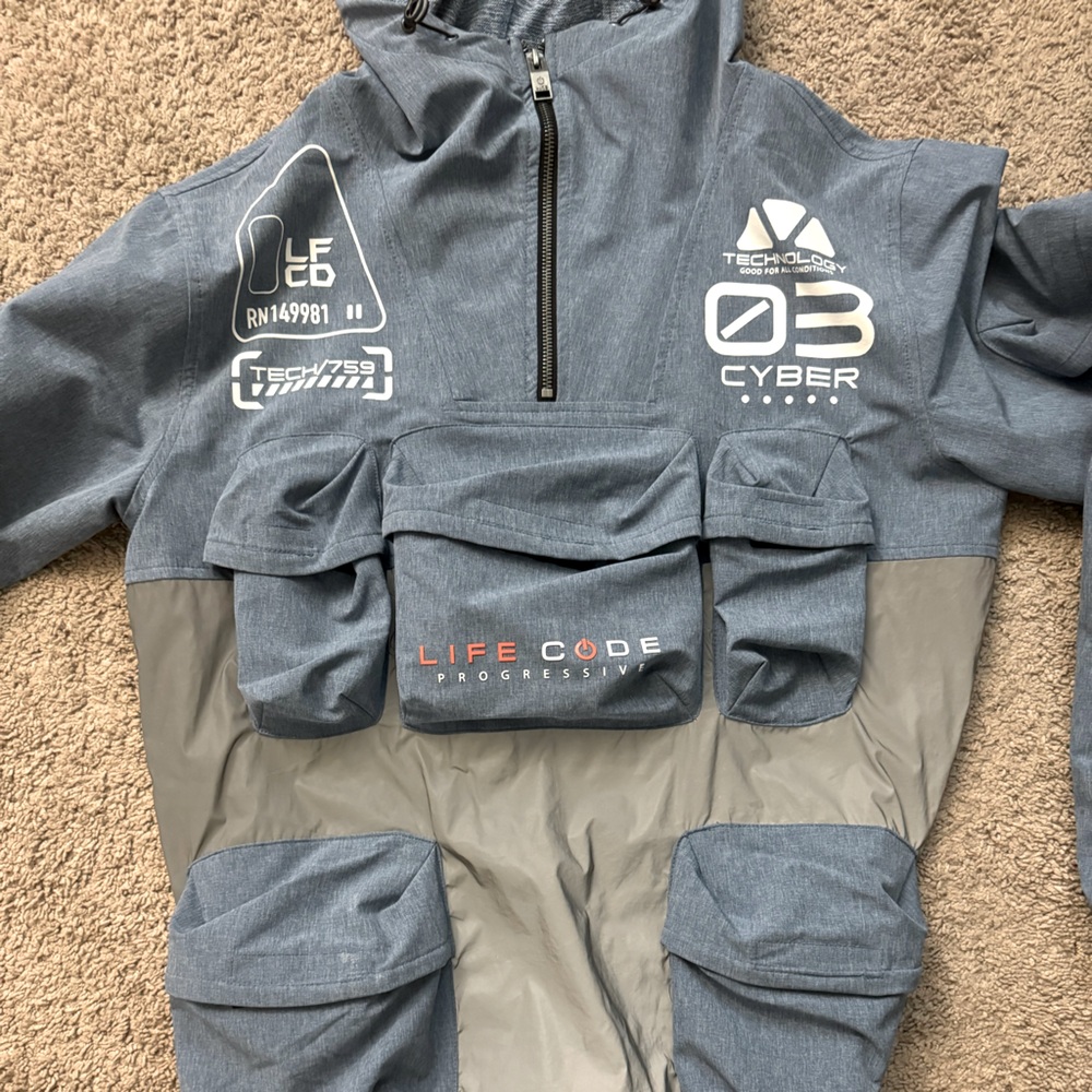 Blue and grey reflective cyber jacket